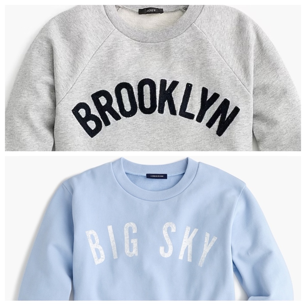 Lot of 2 J.Crew crewneck sweatshirt Brooklyn Bog Sky Blue heather gray size L